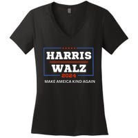 Harris Walz 2024 Make America Kind Again Harris Waltz Quote Women's V-Neck T-Shirt