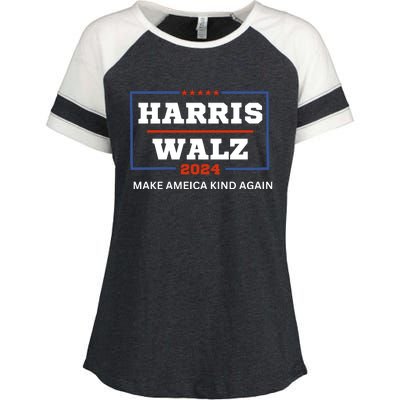 Harris Walz 2024 Make America Kind Again Harris Waltz Quote Enza Ladies Jersey Colorblock Tee