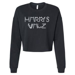 Harris Waltz 2024 Election Funny Cat Kamala Harris Tim Walz Cropped Pullover Crew