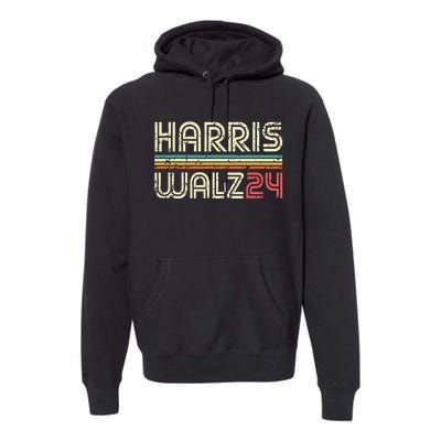 Harris Walz 24 Vintage Retro Stripes Fun 2024 Premium Hoodie