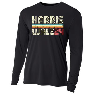 Harris Walz 24 Vintage Retro Stripes Fun 2024 Cooling Performance Long Sleeve Crew