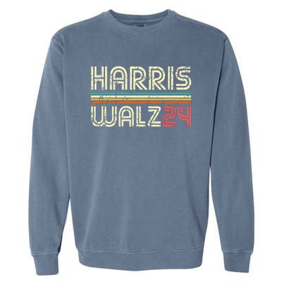 Harris Walz 24 Vintage Retro Stripes Fun 2024 Garment-Dyed Sweatshirt