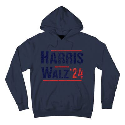 Harris Walz 24 Vote Kamala Harris Tim Waltz Old Distressed Tall Hoodie