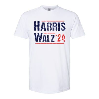 Harris Walz 24 Vote Kamala Harris Tim Waltz Old Distressed Softstyle® CVC T-Shirt