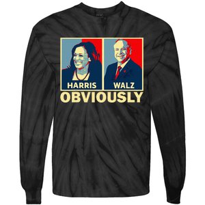 Harris Waltz 2024 Obviously Tim Walz Kamala Harris 2024 Tie-Dye Long Sleeve Shirt