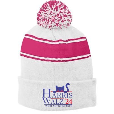 Harris Waltz 2024 WeRe Not Going Back Funny Cat Lady Stripe Pom Pom Beanie