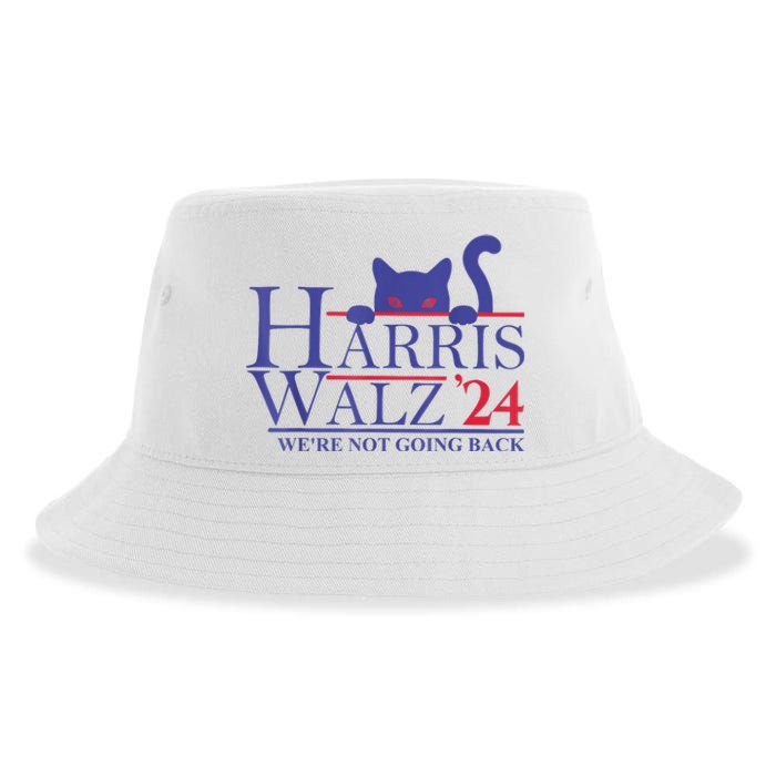 Harris Waltz 2024 WeRe Not Going Back Funny Cat Lady Sustainable Bucket Hat