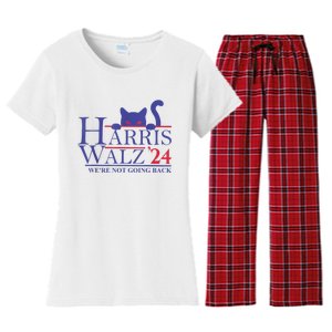 Harris Waltz 2024 WeRe Not Going Back Funny Cat Lady Women's Flannel Pajama Set