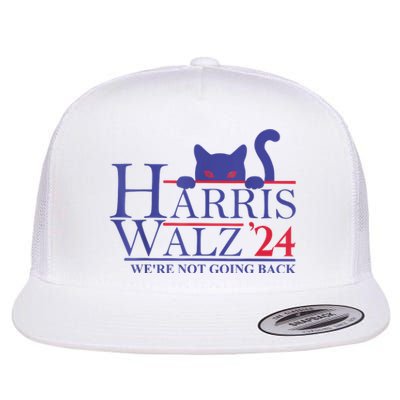 Harris Waltz 2024 WeRe Not Going Back Funny Cat Lady Flat Bill Trucker Hat