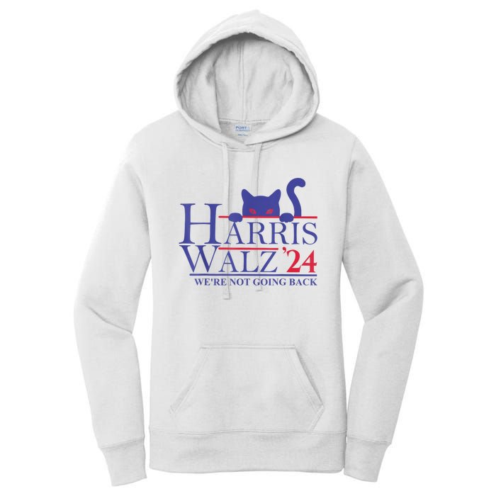 Harris Waltz 2024 WeRe Not Going Back Funny Cat Lady Women's Pullover Hoodie