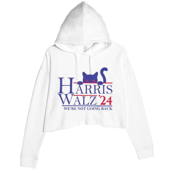 Harris Waltz 2024 WeRe Not Going Back Funny Cat Lady Crop Fleece Hoodie