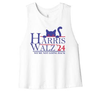 Harris Waltz 2024 WeRe Not Going Back Funny Cat Lady Women's Racerback Cropped Tank