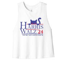 Harris Waltz 2024 WeRe Not Going Back Funny Cat Lady Women's Racerback Cropped Tank