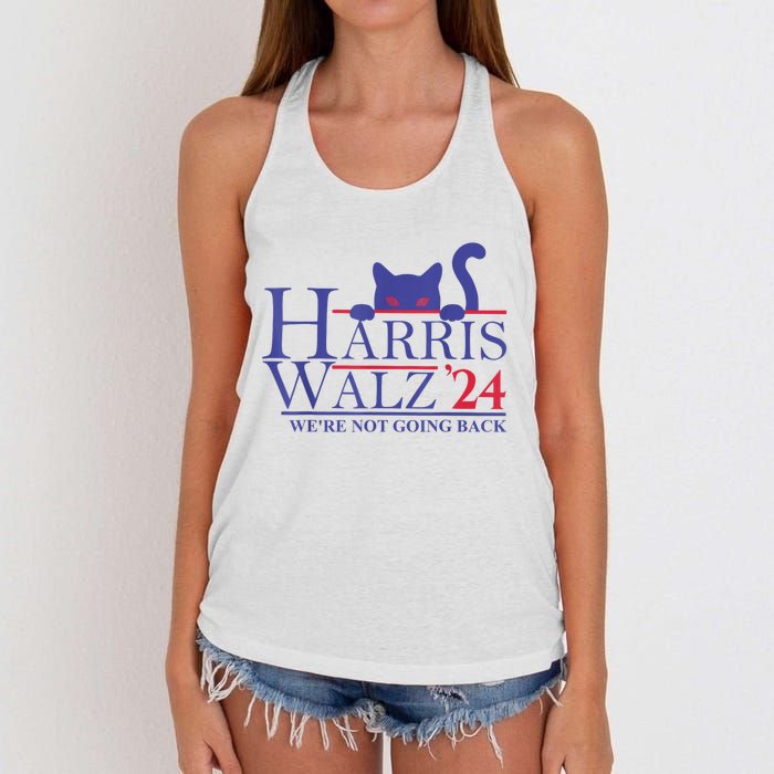 Harris Waltz 2024 WeRe Not Going Back Funny Cat Lady Women's Knotted Racerback Tank