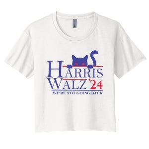 Harris Waltz 2024 WeRe Not Going Back Funny Cat Lady Women's Crop Top Tee