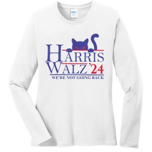 Harris Waltz 2024 WeRe Not Going Back Funny Cat Lady Ladies Long Sleeve Shirt