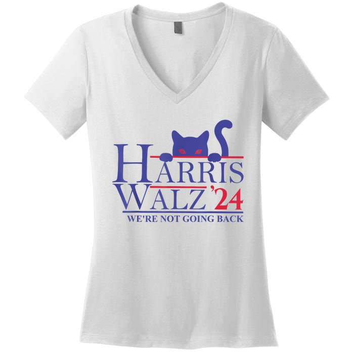 Harris Waltz 2024 WeRe Not Going Back Funny Cat Lady Women's V-Neck T-Shirt