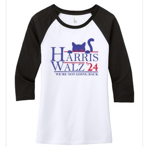 Harris Waltz 2024 WeRe Not Going Back Funny Cat Lady Women's Tri-Blend 3/4-Sleeve Raglan Shirt