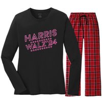 Harris Walz 2024 President Election Women's Long Sleeve Flannel Pajama Set 