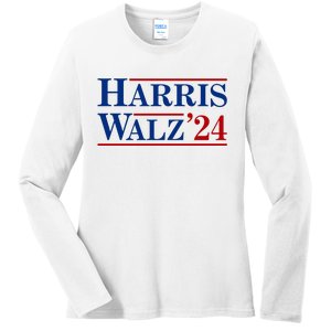 Harris Waltz 2024 Election Kamala Harris Tim Waltz Ladies Long Sleeve Shirt