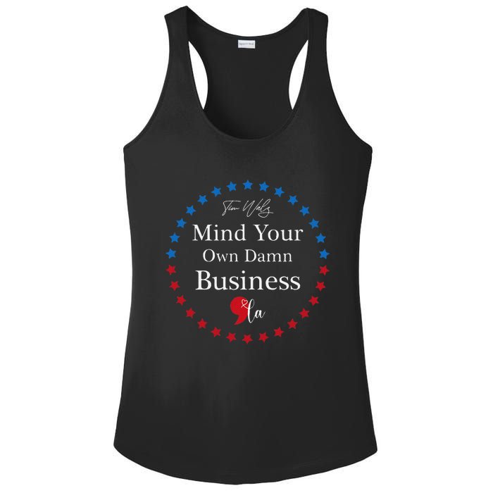 Harris Waltz 2024 Mind Your Own Damn Business Ladies PosiCharge Competitor Racerback Tank