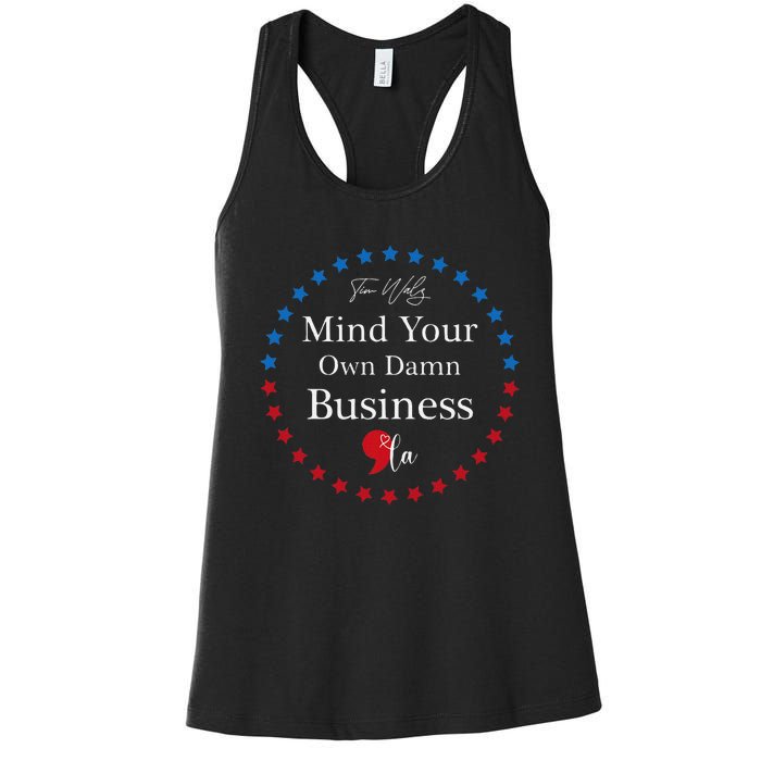 Harris Waltz 2024 Mind Your Own Damn Business Women's Racerback Tank