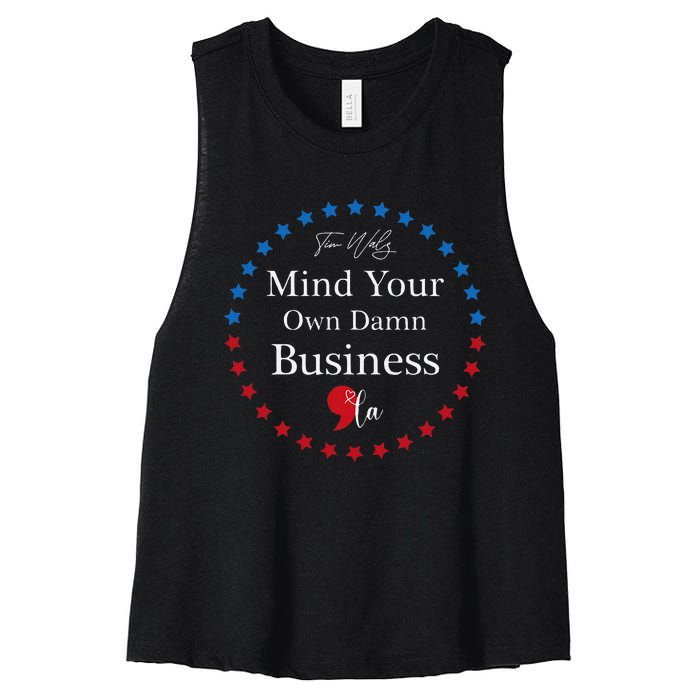 Harris Waltz 2024 Mind Your Own Damn Business Women's Racerback Cropped Tank