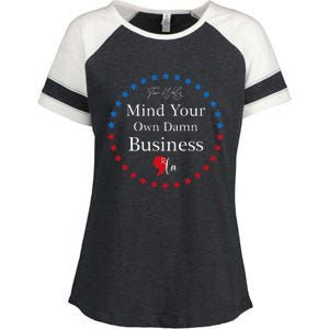 Harris Waltz 2024 Mind Your Own Damn Business Enza Ladies Jersey Colorblock Tee