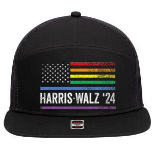 Harris Walz 2024 Election Kamala Tim Waltz American 7 Panel Mesh Trucker Snapback Hat