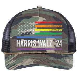 Harris Walz 2024 Election Kamala Tim Waltz American Retro Rope Trucker Hat Cap