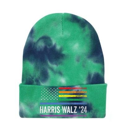 Harris Walz 2024 Election Kamala Tim Waltz American Tie Dye 12in Knit Beanie