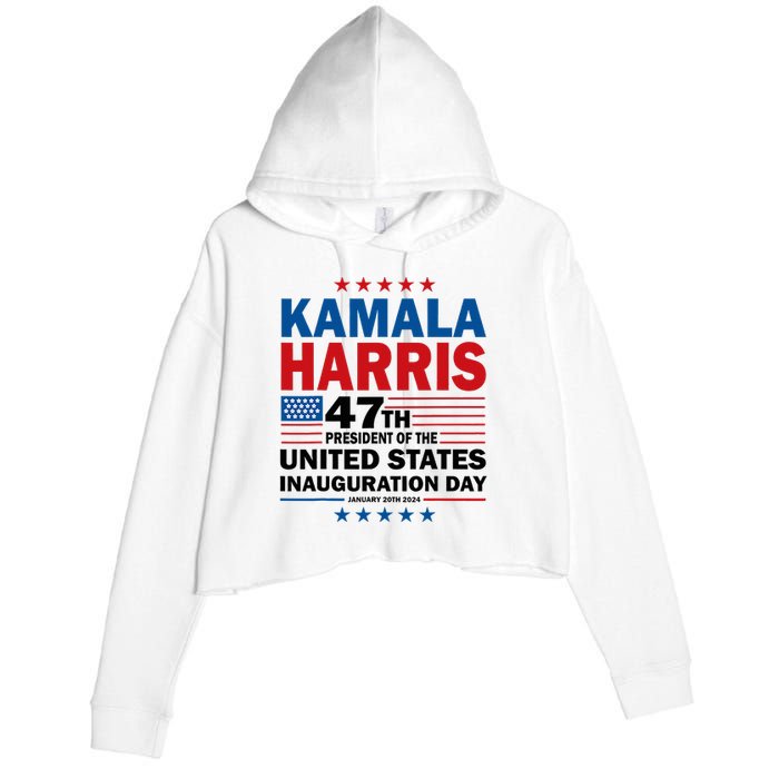 Harris Won 2024 Election Inauguration Kamala Harris Waltz 47 Crop Fleece Hoodie