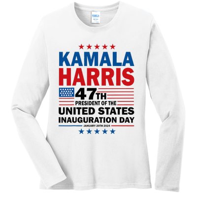 Harris Won 2024 Election Inauguration Kamala Harris Waltz 47 Ladies Long Sleeve Shirt