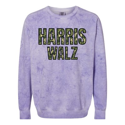 Harris Walz 2024 Presidential Election Kamala Camo Funny Gift Colorblast Crewneck Sweatshirt