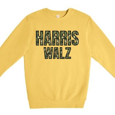 Harris Walz 2024 Presidential Election Kamala Camo Funny Gift Premium Crewneck Sweatshirt