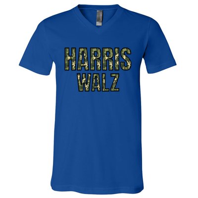 Harris Walz 2024 Presidential Election Kamala Camo Funny Gift V-Neck T-Shirt