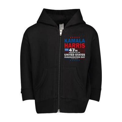 Harris Won 2024 Election Inauguration Kamala Harris Waltz 47 Toddler Zip Fleece Hoodie