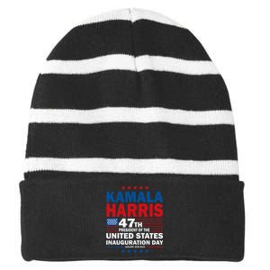 Harris Won 2024 Election Inauguration Kamala Harris Waltz 47 Striped Beanie with Solid Band