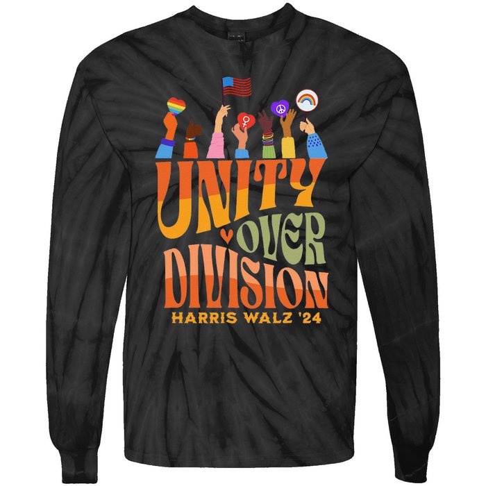 Harris Waltz 2024 Unity Over Division Gift Tie-Dye Long Sleeve Shirt