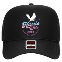 Harris Walz 2024 Election Vote Blue Kamala Walz 2024 High Crown Mesh Back Trucker Hat