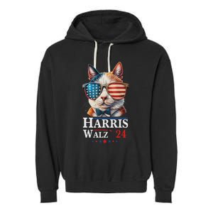 Harris Waltz 2024 Election Cat Ladies Kamala Harris Garment-Dyed Fleece Hoodie