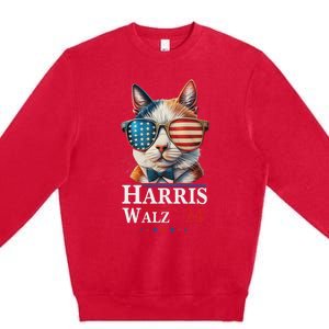 Harris Waltz 2024 Election Cat Ladies Kamala Harris Premium Crewneck Sweatshirt