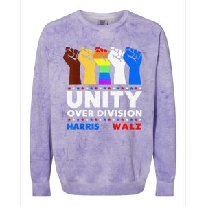 Harris Waltz 2024 Unity Over Division Kamala Harris Tim Walz Colorblast Crewneck Sweatshirt