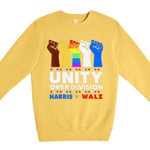 Harris Waltz 2024 Unity Over Division Kamala Harris Tim Walz Premium Crewneck Sweatshirt