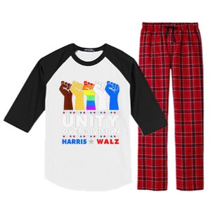 Harris Waltz 2024 Unity Over Division Kamala Harris Tim Walz Raglan Sleeve Pajama Set