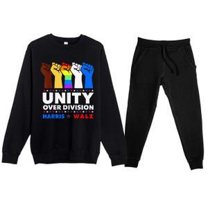 Harris Waltz 2024 Unity Over Division Kamala Harris Tim Walz Premium Crewneck Sweatsuit Set