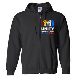 Harris Waltz 2024 Unity Over Division Kamala Harris Tim Walz Full Zip Hoodie