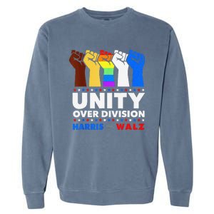 Harris Waltz 2024 Unity Over Division Kamala Harris Tim Walz Garment-Dyed Sweatshirt