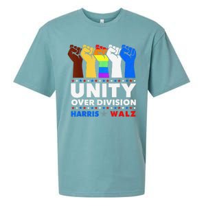 Harris Waltz 2024 Unity Over Division Kamala Harris Tim Walz Sueded Cloud Jersey T-Shirt