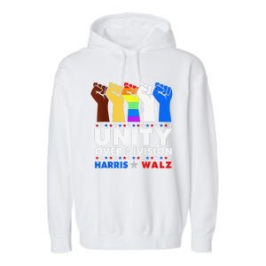 Harris Waltz 2024 Unity Over Division Kamala Harris Tim Walz Garment-Dyed Fleece Hoodie